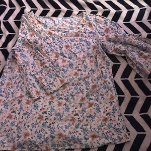 Floral fluffed sleeves mid arm sleeve